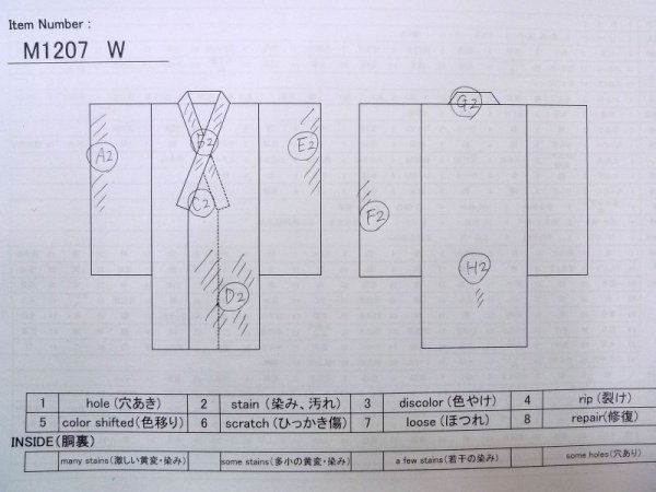 画像11: M1207W  女性用 単衣  シルク(正絹)   紺, 芝草 【中古】 【USED】 【リサイクル】 ★★☆☆☆ (11)