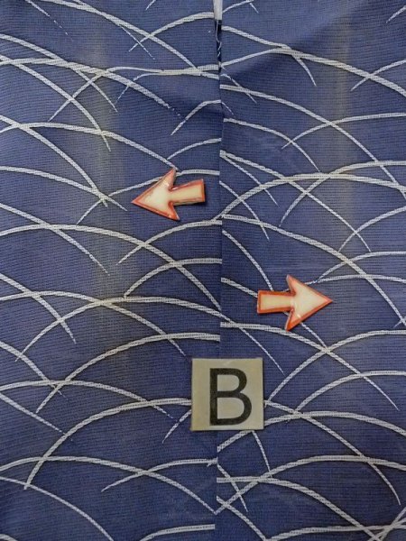 画像13: M1207W  女性用 単衣  シルク(正絹)   紺, 芝草 【中古】 【USED】 【リサイクル】 ★★☆☆☆ (13)