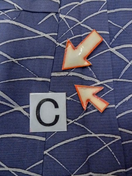 画像14: M1207W  女性用 単衣  シルク(正絹)   紺, 芝草 【中古】 【USED】 【リサイクル】 ★★☆☆☆ (14)