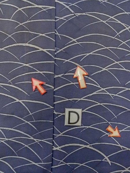 画像15: M1207W  女性用 単衣  シルク(正絹)   紺, 芝草 【中古】 【USED】 【リサイクル】 ★★☆☆☆ (15)