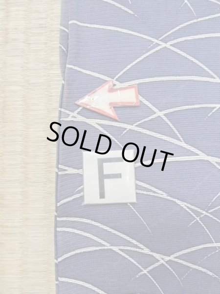 画像17: M1207W  女性用 単衣  シルク（正絹）   紺, 芝草 【中古】 【USED】 【リサイクル】 ★★☆☆☆ (17)