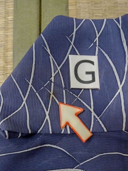 画像18: M1207W  女性用 単衣  シルク(正絹)   紺, 芝草 【中古】 【USED】 【リサイクル】 ★★☆☆☆ (18)