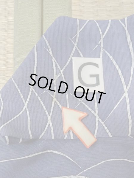 画像18: M1207W  女性用 単衣  シルク（正絹）   紺, 芝草 【中古】 【USED】 【リサイクル】 ★★☆☆☆ (18)