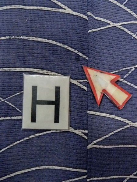 画像19: M1207W  女性用 単衣  シルク(正絹)   紺, 芝草 【中古】 【USED】 【リサイクル】 ★★☆☆☆ (19)