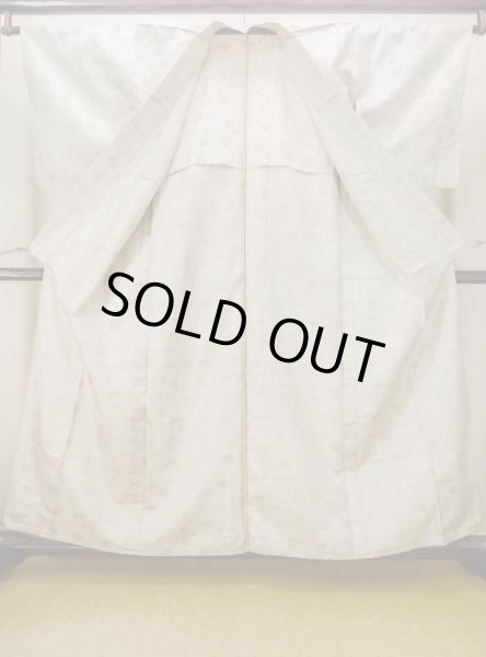 画像2: M1207Y  女性用 単衣  シルク(正絹)   ベージュ, 花 【中古】 【USED】 【リサイクル】 ★★★☆☆ (2)