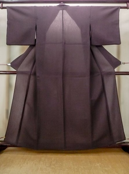 画像1: M1207Z 女性用 単衣   化繊 深いえんじ,  【中古】【USED】【リサイクル】 ★★★☆☆【M1207Z】 (1)