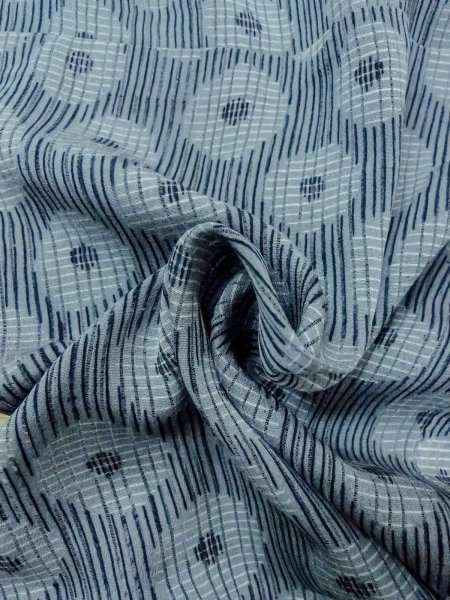 画像9: M1208A 女性用 単衣   シルク（正絹） 灰色がかった水色,  縞 【中古】【USED】【リサイクル】 ★☆☆☆☆【M1208A】 (9)