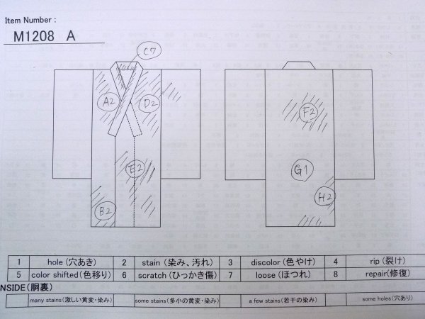 画像11: M1208A 女性用 単衣   シルク（正絹） 灰色がかった水色,  縞 【中古】【USED】【リサイクル】 ★☆☆☆☆【M1208A】 (11)