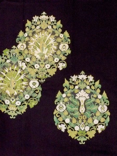 画像5: M1215Q  女性用 留袖  シルク(正絹)   黒, 孔雀 【中古】 【USED】 【リサイクル】 ★★☆☆☆ (5)