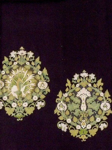 画像6: M1215Q  女性用 留袖  シルク(正絹)   黒, 孔雀 【中古】 【USED】 【リサイクル】 ★★☆☆☆ (6)