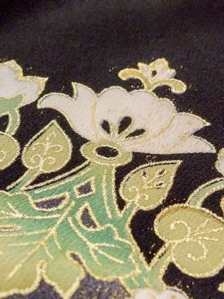 画像11: M1215Q  女性用 留袖  シルク(正絹)   黒, 孔雀 【中古】 【USED】 【リサイクル】 ★★☆☆☆ (11)