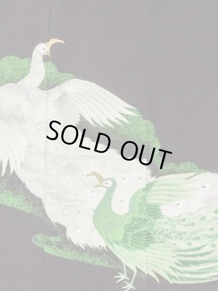 画像5: M1215R  女性用 留袖  シルク（正絹）   黒, 孔雀 【中古】 【USED】 【リサイクル】 ★★☆☆☆ (5)