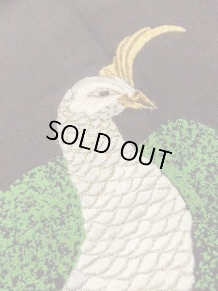 画像10: M1215R  女性用 留袖  シルク（正絹）   黒, 孔雀 【中古】 【USED】 【リサイクル】 ★★☆☆☆ (10)