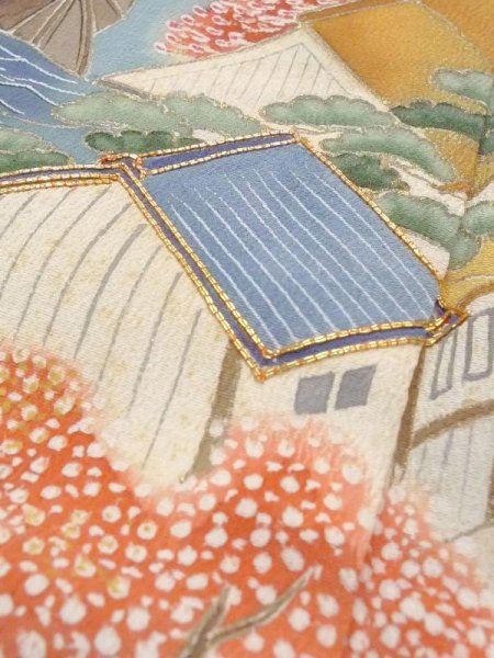 画像14: M1215U  女性用 留袖  シルク(正絹)   黒, 松/松葉 【中古】 【USED】 【リサイクル】 ★★☆☆☆ (14)