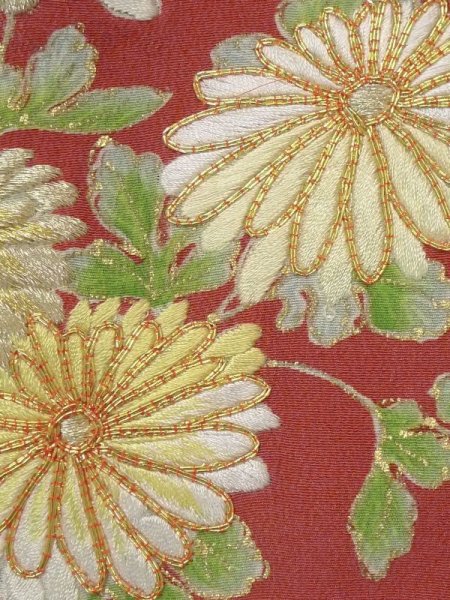 画像7: M1215V  女性用 留袖  シルク(正絹)   黒, 菊 【中古】 【USED】 【リサイクル】 ★★☆☆☆ (7)