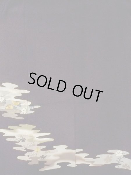 画像5: M1228A  女性用 留袖  シルク（正絹）   黒, 菊 【中古】 【USED】 【リサイクル】 ★★☆☆☆ (5)