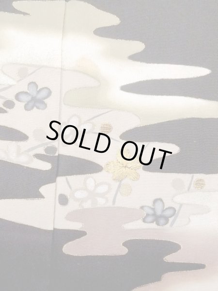 画像8: M1228A  女性用 留袖  シルク（正絹）   黒, 菊 【中古】 【USED】 【リサイクル】 ★★☆☆☆ (8)