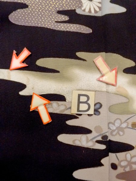 画像17: M1228A  女性用 留袖  シルク(正絹)   黒, 菊 【中古】 【USED】 【リサイクル】 ★★☆☆☆ (17)