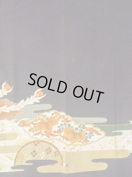 画像6: M1228B  女性用 留袖  シルク(正絹)   黒, 菊 【中古】 【USED】 【リサイクル】 ★★☆☆☆ (6)