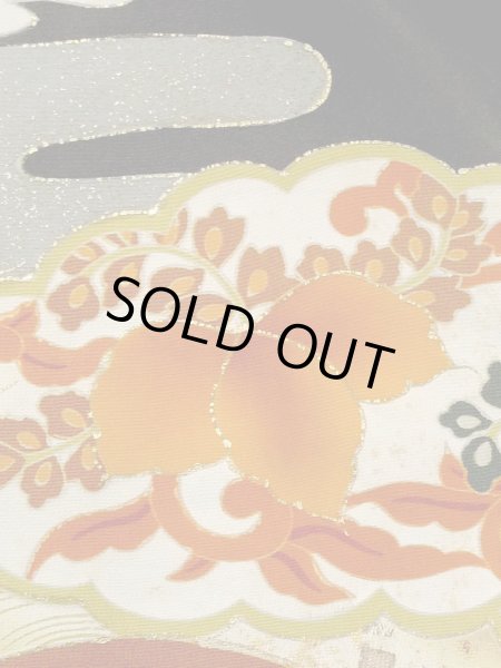 画像9: M1228B  女性用 留袖  シルク(正絹)   黒, 菊 【中古】 【USED】 【リサイクル】 ★★☆☆☆ (9)