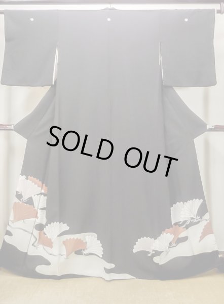 画像1: M1228F  女性用 留袖  シルク（正絹）   黒, かすみ 【中古】 【USED】 【リサイクル】 ★★☆☆☆ (1)