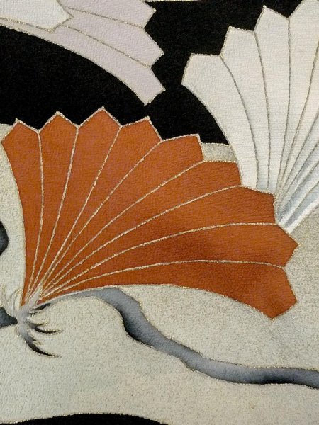 画像7: M1228F  女性用 留袖  シルク(正絹)   黒, かすみ 【中古】 【USED】 【リサイクル】 ★★☆☆☆ (7)