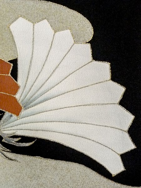 画像8: M1228F  女性用 留袖  シルク(正絹)   黒, かすみ 【中古】 【USED】 【リサイクル】 ★★☆☆☆ (8)