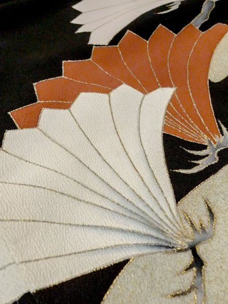 画像12: M1228F  女性用 留袖  シルク(正絹)   黒, かすみ 【中古】 【USED】 【リサイクル】 ★★☆☆☆ (12)