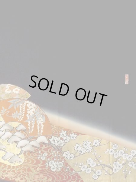 画像6: M1228H  女性用 留袖  化繊   黒, 菊 【中古】 【USED】 【リサイクル】 ★★★★★ (6)