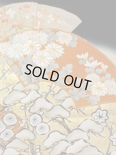 画像8: M1228H  女性用 留袖  化繊   黒, 菊 【中古】 【USED】 【リサイクル】 ★★★★★ (8)