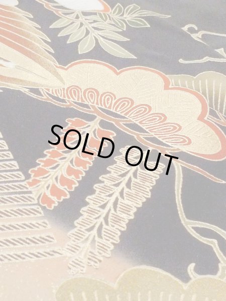 画像13: M1228I  女性用 留袖  化繊   黒, 梅 【中古】 【USED】 【リサイクル】 ★★☆☆☆ (13)