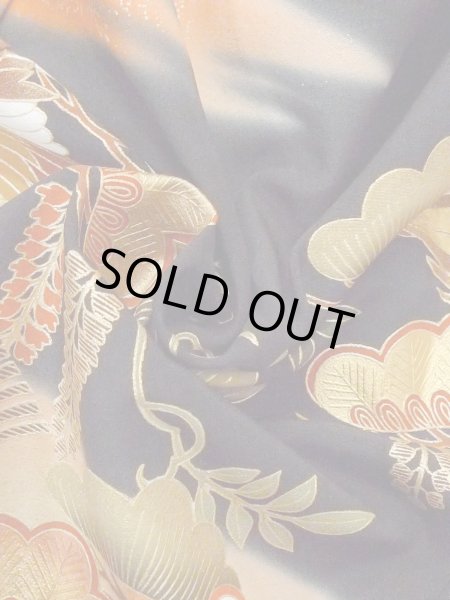 画像16: M1228I  女性用 留袖  化繊   黒, 梅 【中古】 【USED】 【リサイクル】 ★★☆☆☆ (16)