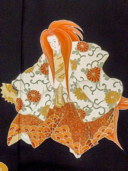 画像7: M1228K  女性用 留袖  シルク(正絹)   黒, かすみ 【中古】 【USED】 【リサイクル】 ★★☆☆☆ (7)