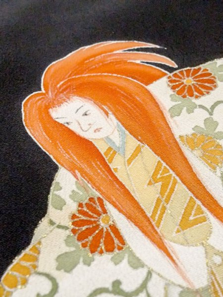 画像11: M1228K  女性用 留袖  シルク(正絹)   黒, かすみ 【中古】 【USED】 【リサイクル】 ★★☆☆☆ (11)