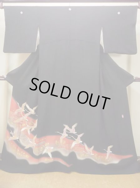 画像1: M1228N  女性用 留袖  シルク（正絹）   黒, 花 【中古】 【USED】 【リサイクル】 ★★☆☆☆ (1)