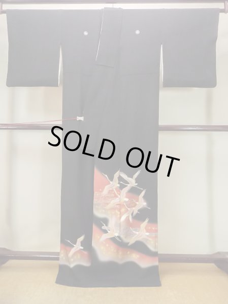 画像2: M1228N  女性用 留袖  シルク（正絹）   黒, 花 【中古】 【USED】 【リサイクル】 ★★☆☆☆ (2)