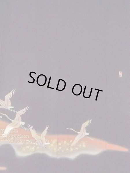 画像6: M1228N  女性用 留袖  シルク（正絹）   黒, 花 【中古】 【USED】 【リサイクル】 ★★☆☆☆ (6)