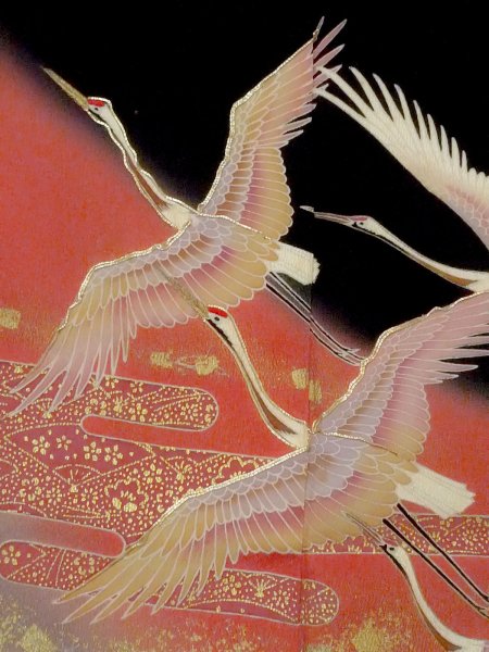 画像8: M1228N  女性用 留袖  シルク(正絹)   黒, 花 【中古】 【USED】 【リサイクル】 ★★☆☆☆ (8)