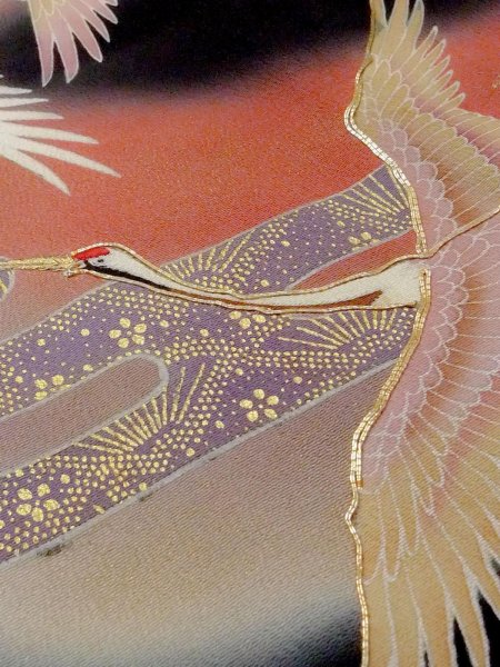 画像12: M1228N  女性用 留袖  シルク(正絹)   黒, 花 【中古】 【USED】 【リサイクル】 ★★☆☆☆ (12)