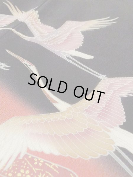 画像13: M1228N  女性用 留袖  シルク（正絹）   黒, 花 【中古】 【USED】 【リサイクル】 ★★☆☆☆ (13)