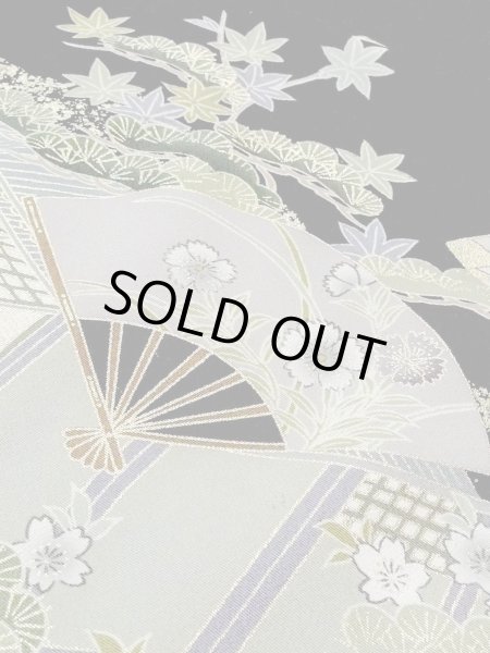 画像12: M1228R  女性用 留袖  化繊   黒, 桜 【中古】 【USED】 【リサイクル】 ★★☆☆☆ (12)