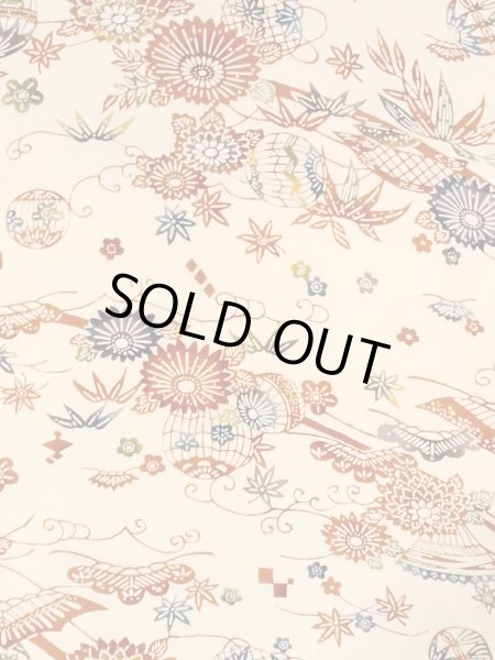 画像3: M1228S  女性用 小紋  シルク(正絹)   アイボリー, 菊 【中古】 【USED】 【リサイクル】 ★★☆☆☆ (3)