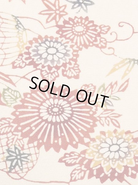 画像5: M1228S  女性用 小紋  シルク(正絹)   アイボリー, 菊 【中古】 【USED】 【リサイクル】 ★★☆☆☆ (5)