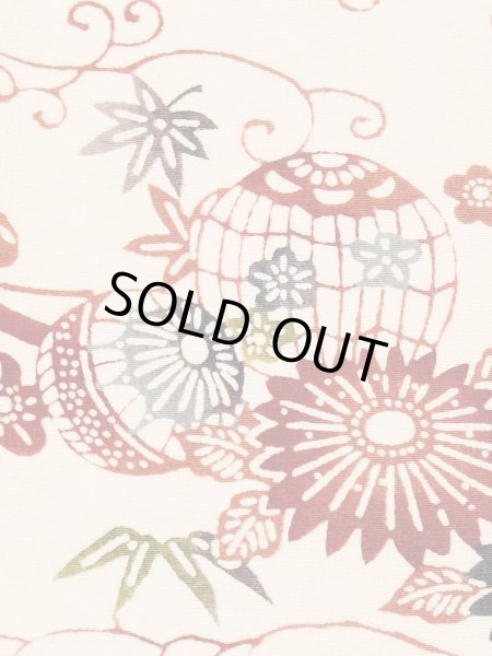 画像6: M1228S  女性用 小紋  シルク(正絹)   アイボリー, 菊 【中古】 【USED】 【リサイクル】 ★★☆☆☆ (6)