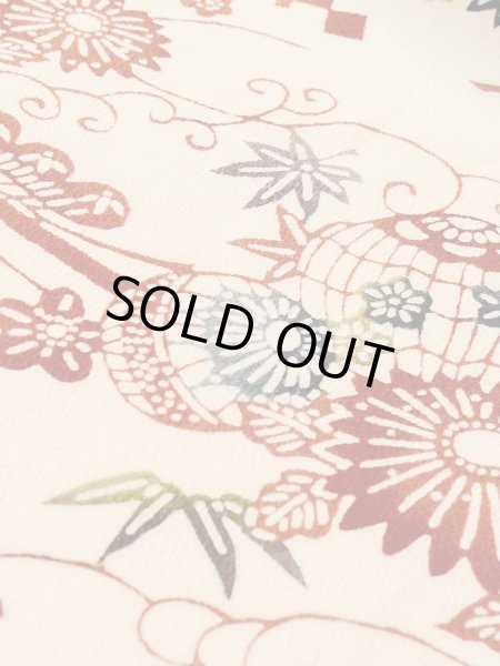 画像10: M1228S  女性用 小紋  シルク(正絹)   アイボリー, 菊 【中古】 【USED】 【リサイクル】 ★★☆☆☆ (10)