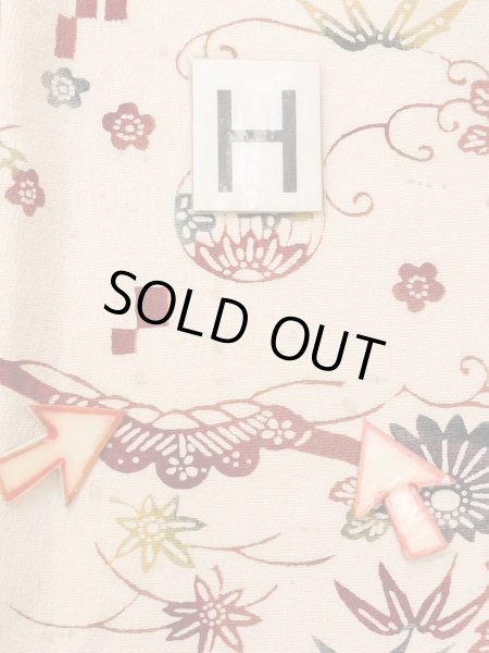 画像21: M1228S  女性用 小紋  シルク(正絹)   アイボリー, 菊 【中古】 【USED】 【リサイクル】 ★★☆☆☆ (21)