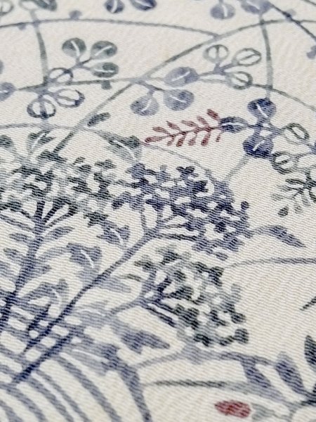 画像8: M1228T  女性用 小紋  化繊   白, 菊 【中古】 【USED】 【リサイクル】 ★★☆☆☆ (8)