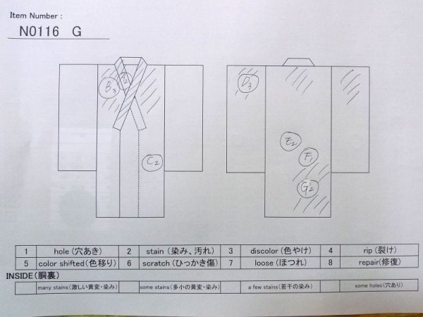 画像12: N0116G  男性用着物 色あせ/移り、経年劣化 シルク(正絹)   黒,  【中古】 【USED】 【リサイクル】 ★☆☆☆☆ (12)