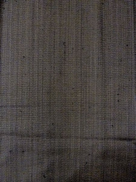 画像4: N0116I  男性用着物 経年劣化、使用感あり 綿麻  深い 灰色, チェック柄 【中古】 【USED】 【リサイクル】 ★★☆☆☆ (4)