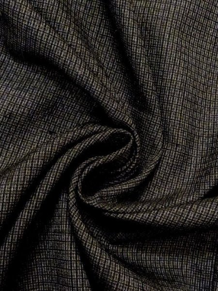 画像9: N0116I  男性用着物 経年劣化、使用感あり 綿麻  深い 灰色, チェック柄 【中古】 【USED】 【リサイクル】 ★★☆☆☆ (9)